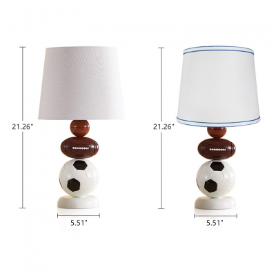 White Drum Table Lamp Sports Theme Fabric 1 Head Standing Table Light for Boys Bedroom