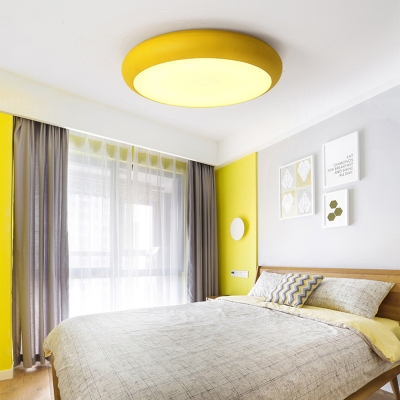 Metal Round Flush Light Fixture Macaron Nordic Colorful Kids Children Room LED Flush Mount