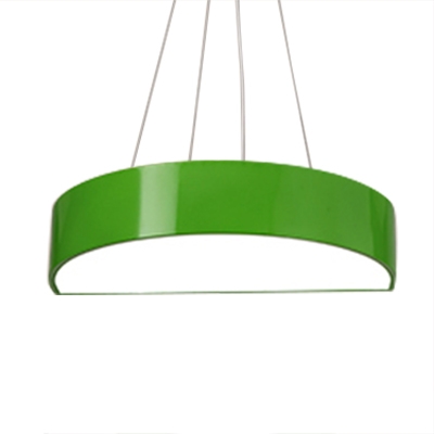 Semi Circle LED Pendant Lamp Contemporary Children Bedroom Acrylic Hanging Light in Blue/Green/Yellow/Red