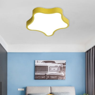 Macaron Nordic Star Ceiling Lamp Baby Children Metal Ceiling Flush Mount in Green/Pink/Yellow