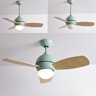 3 Wood Blade 14.18'' W Macaroon Style Chandelier Ceiling Fan for Kids in Lovely Pink/Green/Yellow