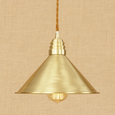 Burnished Brass Finish Single Head Pendant Light with Railroad Shade 4 Designs for Choice