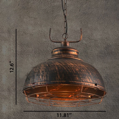 Industrial Style Distressed Bronze Finish 1 Bulb Hanging Pendant Lamp with Adjustable Chain 12/16 Inch Wide