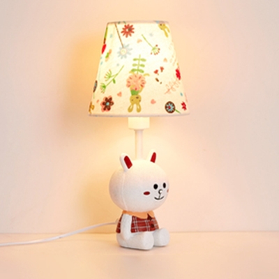 Nursing Room Cone Table Light with Bunny/Deer Plastic Single Light Reading Light in White