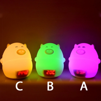 Lovely Pig LED Kids Sleeping Night Light with 24 Hour Digital Timer USB Rechargeable