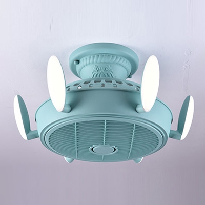 Macaroon Bladeless Ceiling Fan in White/Blue/Pink/Green/Gray with Cute Rabbit Ears