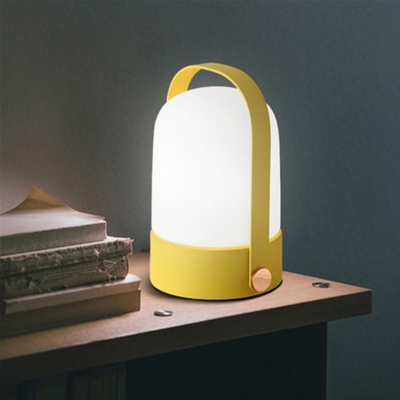 1 Head Bullet Shade Table Lamp Nordic Style Colorful Bedroom Bedside Opal Glass Reading Light
