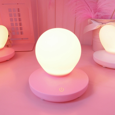 Pink/White Loving Heart/Globe Girls Bedroom Night Light with Plastic Base Touch Control 