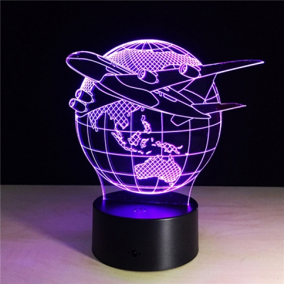 Touch/Remote Color Changing Globe and Airplane 3D Night Light for Boys