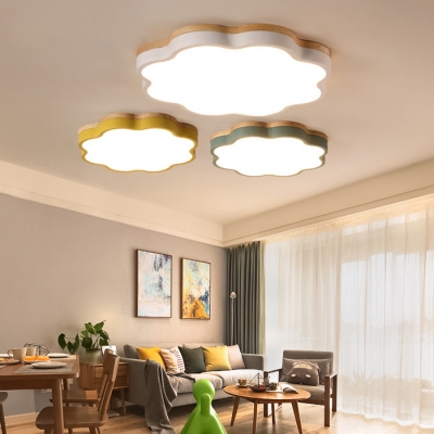Flower Shape LED Flush Light Green/Yellow/White Acrylic Ceiling Lamp for Aisle Bedroom