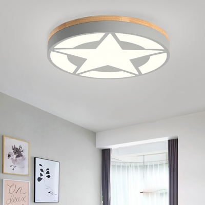 Ultra Thin Flush Mount with Star Design Boys Girls Room Acrylic LED Flush Ceiling Light in Green/Gray/White