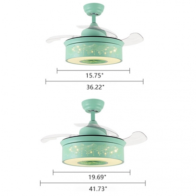 14.18 Inch Creative Fancy Reversible Ceiling Fan for Kids in Green/Pink/Blue with Sparking Star