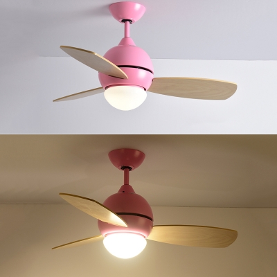 3 Wood Blade 14.18'' W Macaroon Style Chandelier Ceiling Fan for Kids in Lovely Pink/Green/Yellow