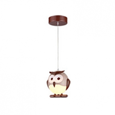 Cute Owl Design Hanging Lamp Animals&Insects Kindergarten Plastic 1/2/3/4 Lights Chandelier Light in Bronze