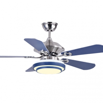 Mediterranean Style 5 Blade 16.54''  Width Chandelier Ceiling Fan for Living Room in Stainless Steel