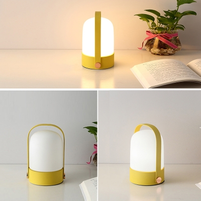 1 Head Bullet Shade Table Lamp Nordic Style Colorful Bedroom Bedside Opal Glass Reading Light