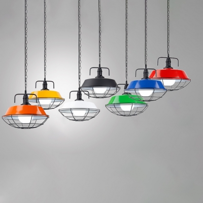 Multicolors Modern LED 1 Light Hanging Pendant Light with Metal Cage for Dining Room Restaurant