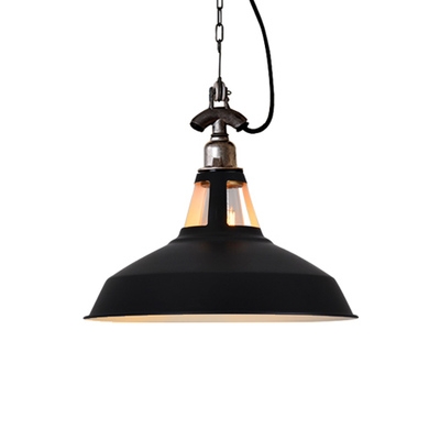 Vintage Dining Room Single Head Hanging Pendant Light in Matte Black/White Finish