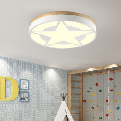 Ultra Thin Flush Mount with Star Design Boys Girls Room Acrylic LED Flush Ceiling Light in Green/Gray/White