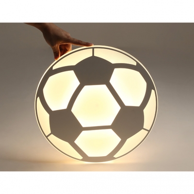 Soccer-Patterned LED Light Ceiling Light Fixture in White for Children Bedroom