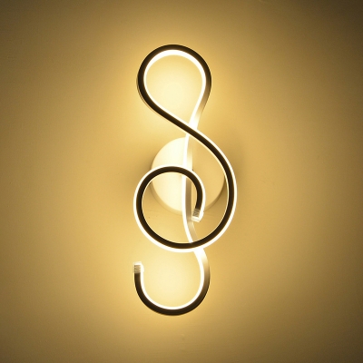 Contemporary Style Music Note Design LED Wall Sconce Light in Black/White for Hallway