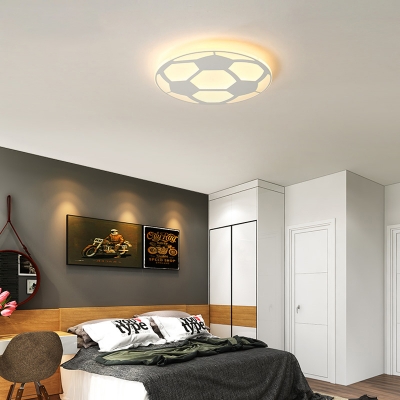 Soccer-Patterned LED Light Ceiling Light Fixture in White for Children Bedroom
