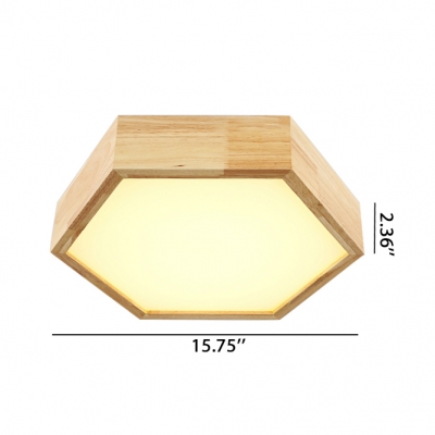 High Brightness Acrylic Lampshade 18/24W Energy-Saving Wooden Led Hexagon Flush Mount Light Geometric Surface Mount Lighting 15.75