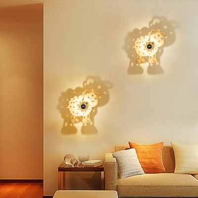 Modern Style Sheep Design Ambient Light Wooden Wall Sconce for Kids Room 11.81