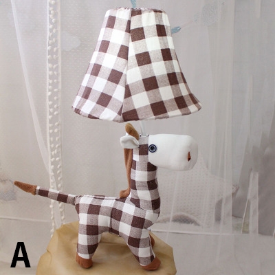 Bell Table Light with Fabric Cartoon Horse Base Bedroom Bedside 1 Lights Standing Table Lamp in White Finish