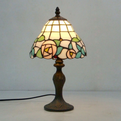 Mini Romantic Rose Tiffany Table Lamp Fixture with Imperial Elegant Base