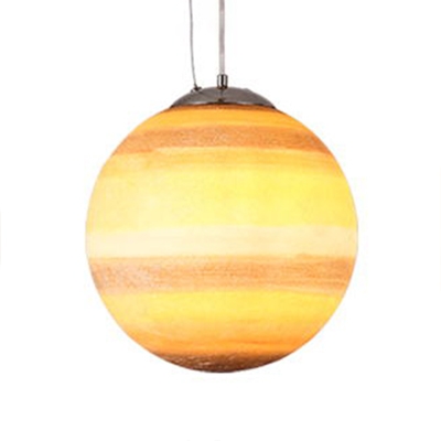 Global Shade Hanging Light with Planet Design Astronomy&Space Kids Room Acrylic Single Light Suspension Light