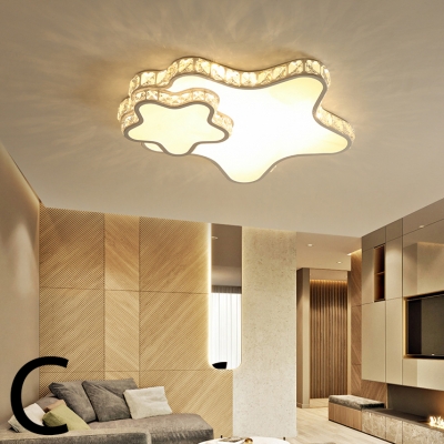 Crystal Accent Style LED Light Living Room Flush Mount Ceiling Light 4 Designs for Option