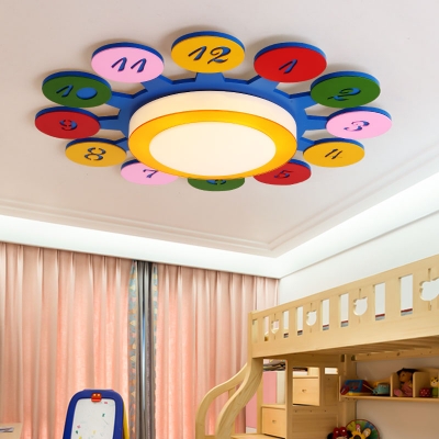 Cute Acrylic Flush Mount with Flower Shape Multi Color Lighting Fixture for Kindergarten Baby Room