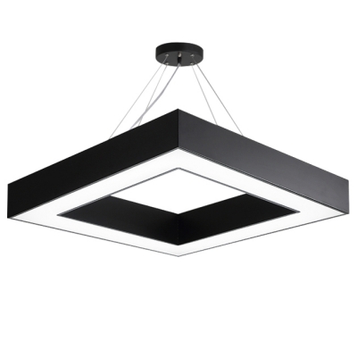 Modern Luminaire Lighting Acrylic Metal Black Finish Led Square Chandelier 60W/80W Light-adjustable