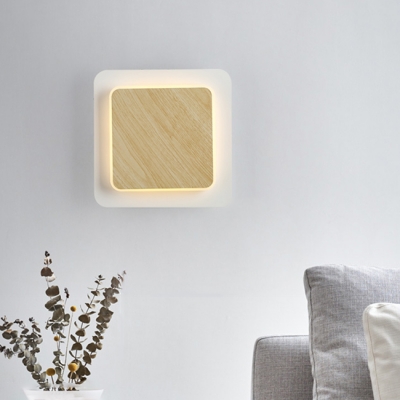 Nordic Simple Style Adjustable Wall Sconce Light in White/Wooden Finish for Bedroom
