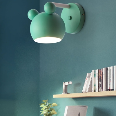 Metallic Wall Sconce with Cartoon Design Macaron Green/Pink/White 1 Light Wall Mount Light