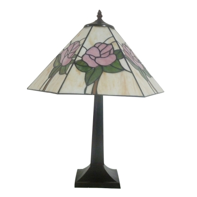 Tiffany Stained Glass Flower Pattern Table Lamp for Study Room Bedroom 2 Designs Available