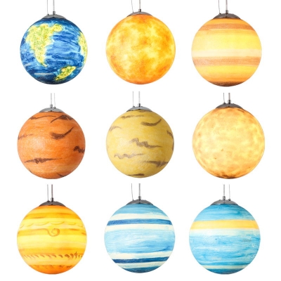 Global Shade Hanging Light With Planet, Planet Ceiling Lamp Shade