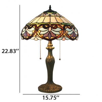 Baroque Style Table Lamp with Tiffany Dome Glass Shade 3 Sizes for Option
