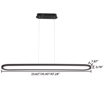 Black Acrylic Oval Shaped Led Linear Aluminum Suspended Lights for Office Kitchen Hallway