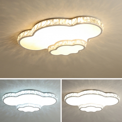 Crystal Accent Style LED Light Living Room Flush Mount Ceiling Light 4 Designs for Option