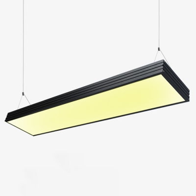 Modern Lighting Acrylic Lampshade LED Large Pendant Light Rectangular Led Chandelier in Black