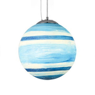 Global Shade Hanging Light with Planet Design Astronomy&Space Kids Room Acrylic Single Light Suspension Light