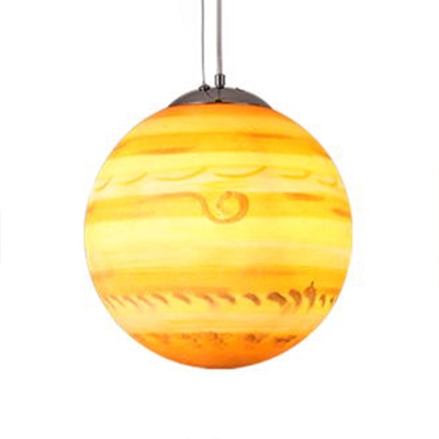 Global Shade Hanging Light with Planet Design Astronomy&Space Kids Room Acrylic Single Light Suspension Light