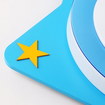 Lovely Star and Bear LED Flushmount Baby Kids Room Acrylic Single Head Ceiling Lamp in Blue