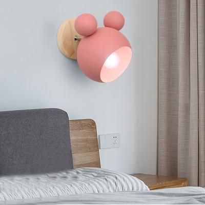 Metallic Wall Sconce with Cartoon Design Macaron Green/Pink/White 1 Light Wall Mount Light