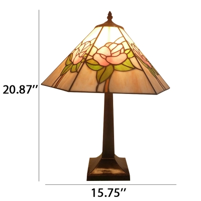 Tiffany Stained Glass Flower Pattern Table Lamp for Study Room Bedroom 2 Designs Available