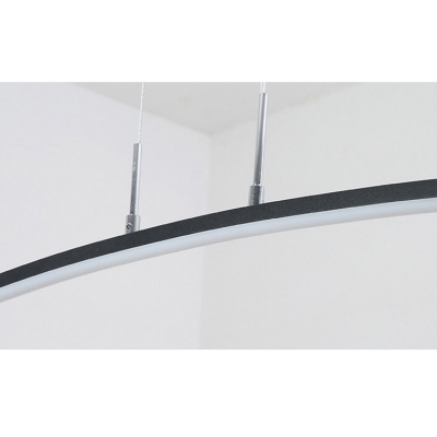 Art Deco Modern Black Hanging Light Led Ultra-thin Linear Pendants in Arched Shaped 24W Energy Saving Eye-Protecting Linear LED Chandelier