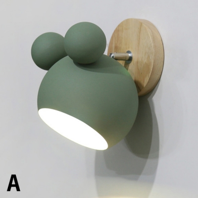 Metallic Wall Sconce with Cartoon Design Macaron Green/Pink/White 1 Light Wall Mount Light