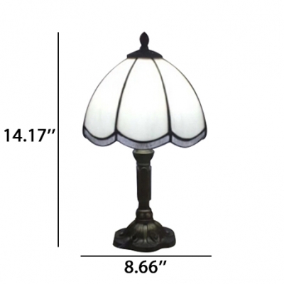 8 Inch Blue/White Glass Tiffany Style One-light Bedside Table Lamp